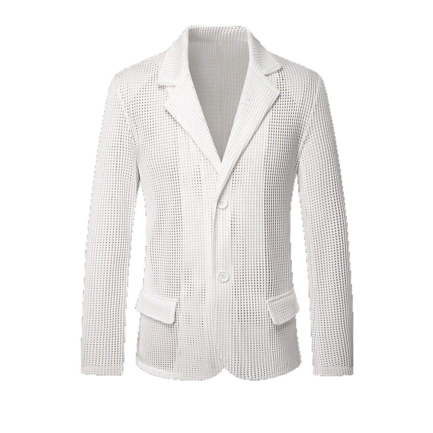 Mens Solid Color Loose Fit White Suit Casual Jacket