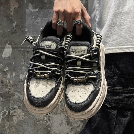 Zapatos deportivos casuales para hombre con plantilla invisible de 7 cm, suela gruesa lavada y disuelta, que aumentan la altura.