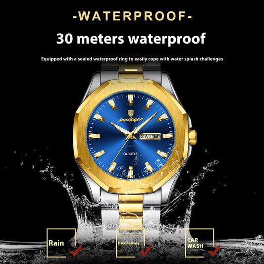 ساعة كوارتز رجالية بسوار من الفولاذ