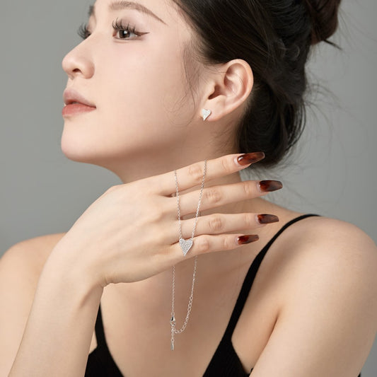 قلادة وأقراط جديدة من الفضة الإسترليني عيار 925 للنساء