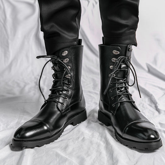 Fall Winter Lace-up Booties Black Locomotive Denim