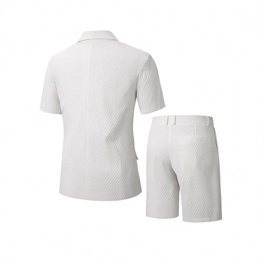 Mens Slim-fit Business-casual Short Two-piece Suit