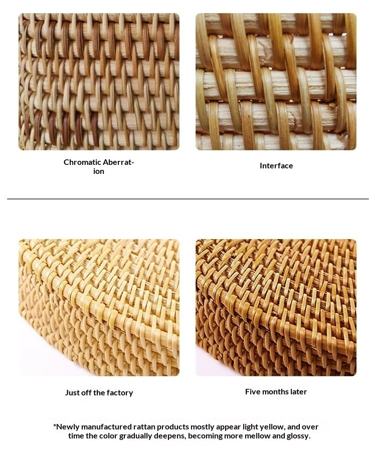 Stylish Casual Crossbody Beach Bag With A Butterfly Buckle Handwoven From Rattan