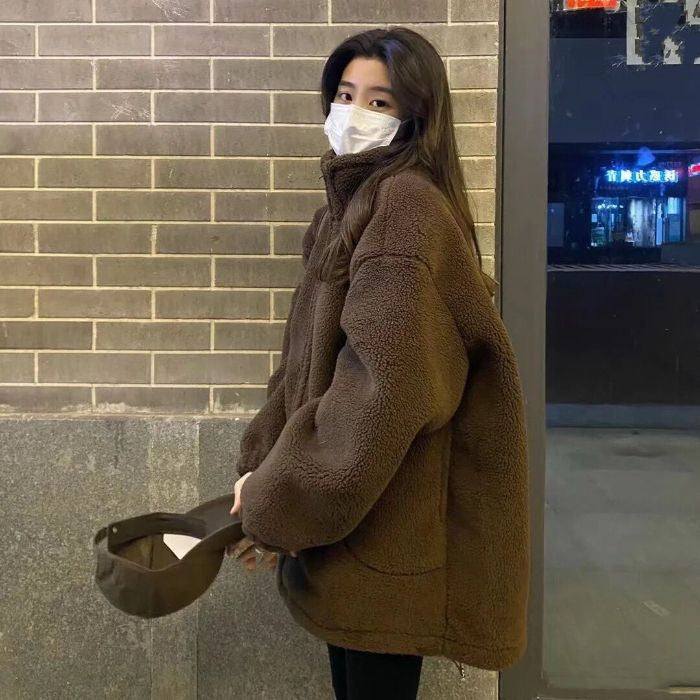 Thickened Particle Lamb Fleece Coat For Women