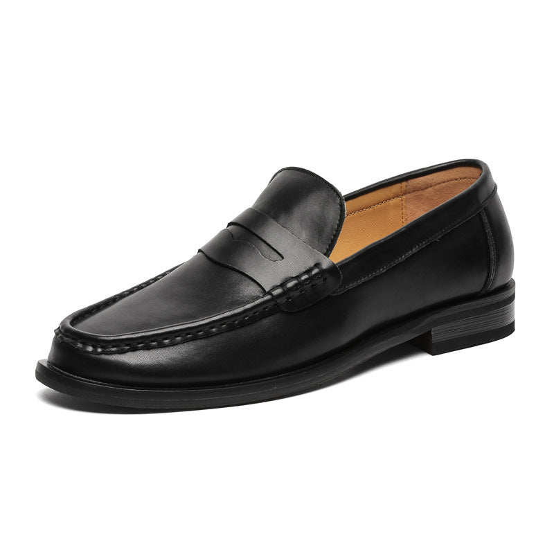 Zapatos casuales de cuero para hombre, suela suave, sin cordones