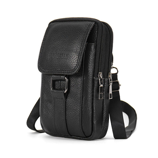 Leather Men's Mobile Phone Bag Multifunctional Waist Bag