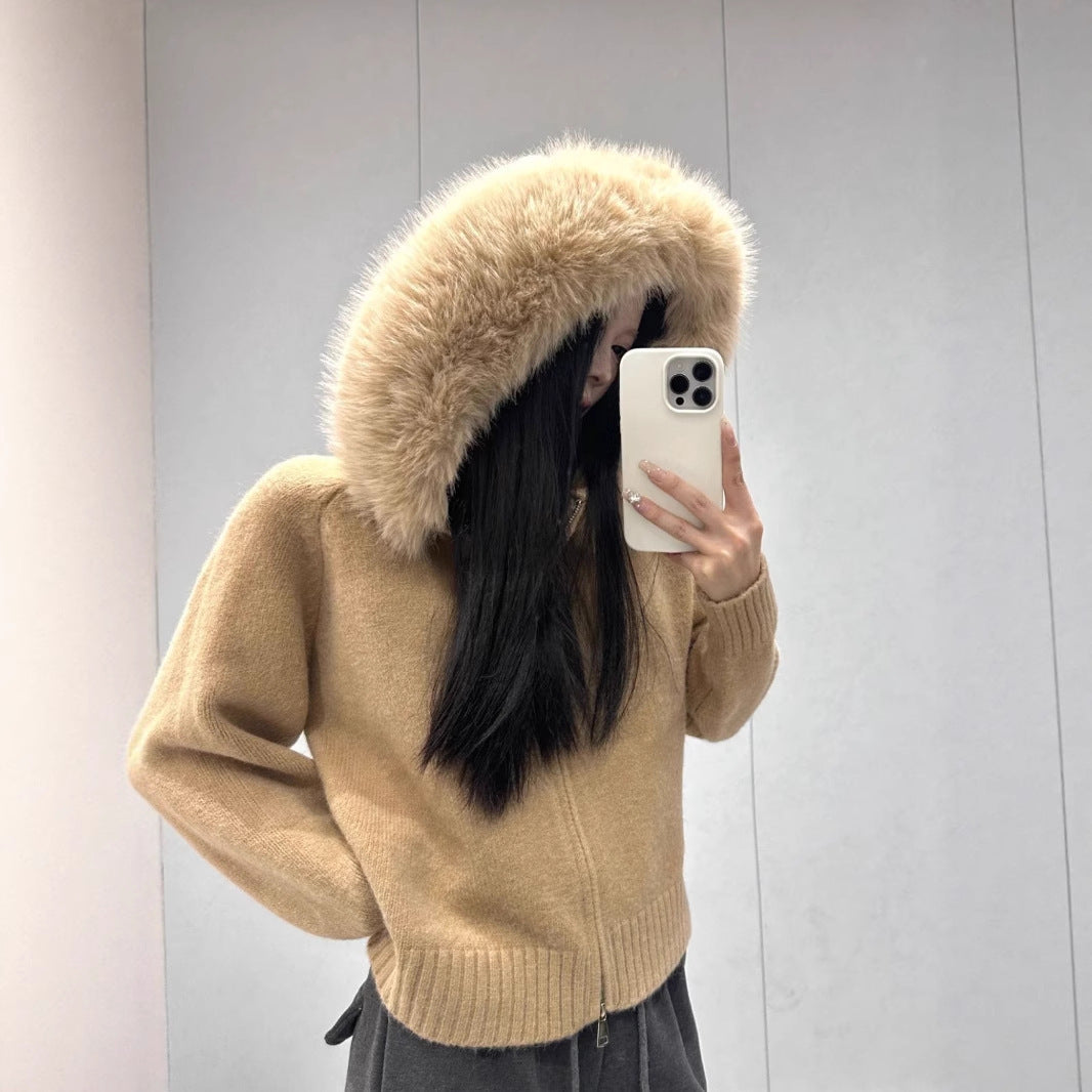 Fur Collar Flab Hiding Padded Top Outer Wear Autumn And Winter