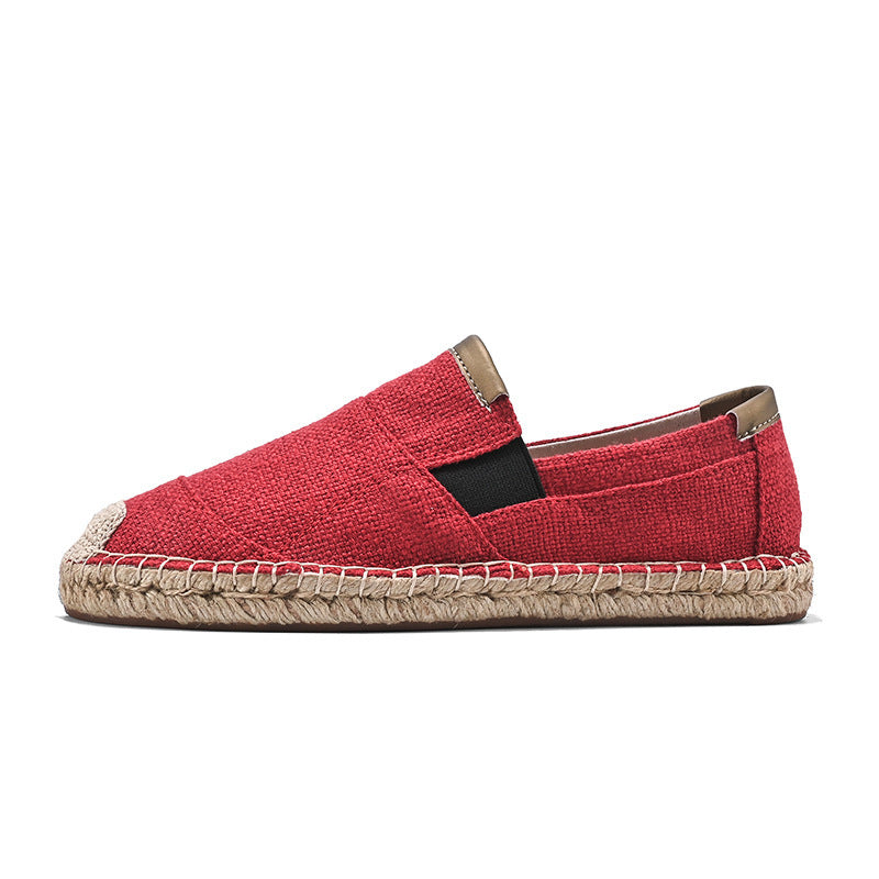 Men's Straw Fisherman Summer Canvas Casual Old Linen Tide Cloth Shoes