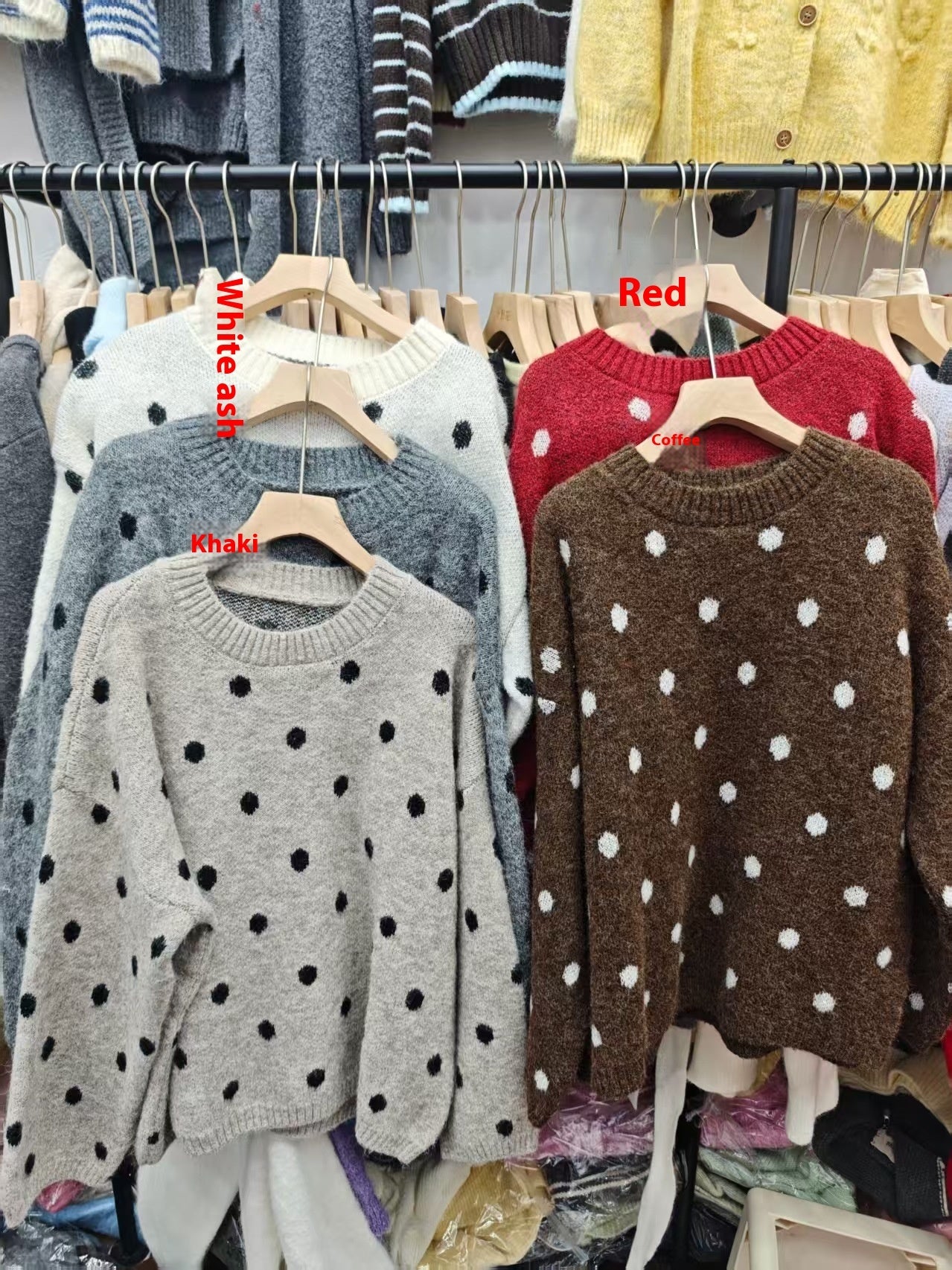 Solid Color Polka Dot Pullover Women's Sweater