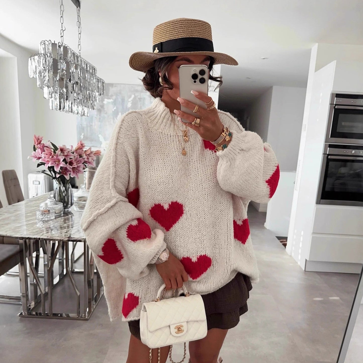 Color-blocked Loose Knit Sweater For Women