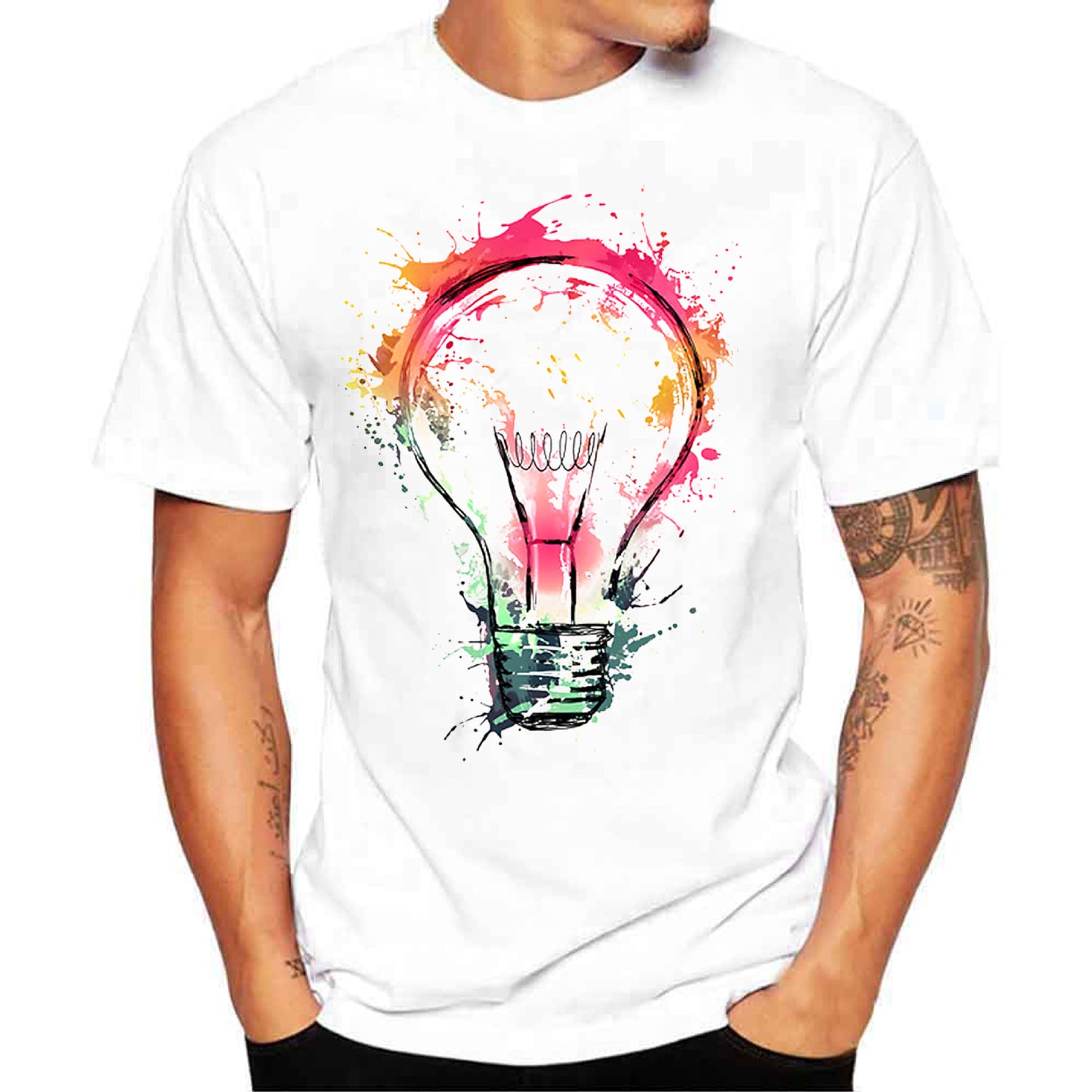 Mens 3D Short-sleeve T-shirt With A Crew Neck, Available In Plus Sizes