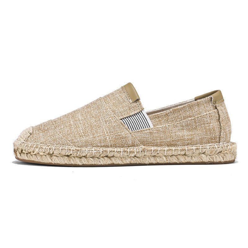 Men's Straw Fisherman Summer Canvas Casual Old Linen Tide Cloth Shoes