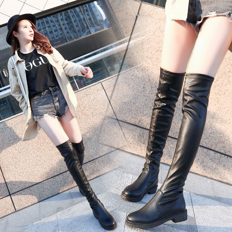 Women's Over The Knee Stretch Low Heel Chunky Heel Boots