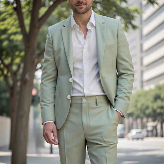 Mens Solid-Colored Business Suit Set