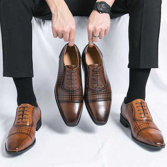 Square Toe Men's Breathable Business British Style Niche Leather Shoes