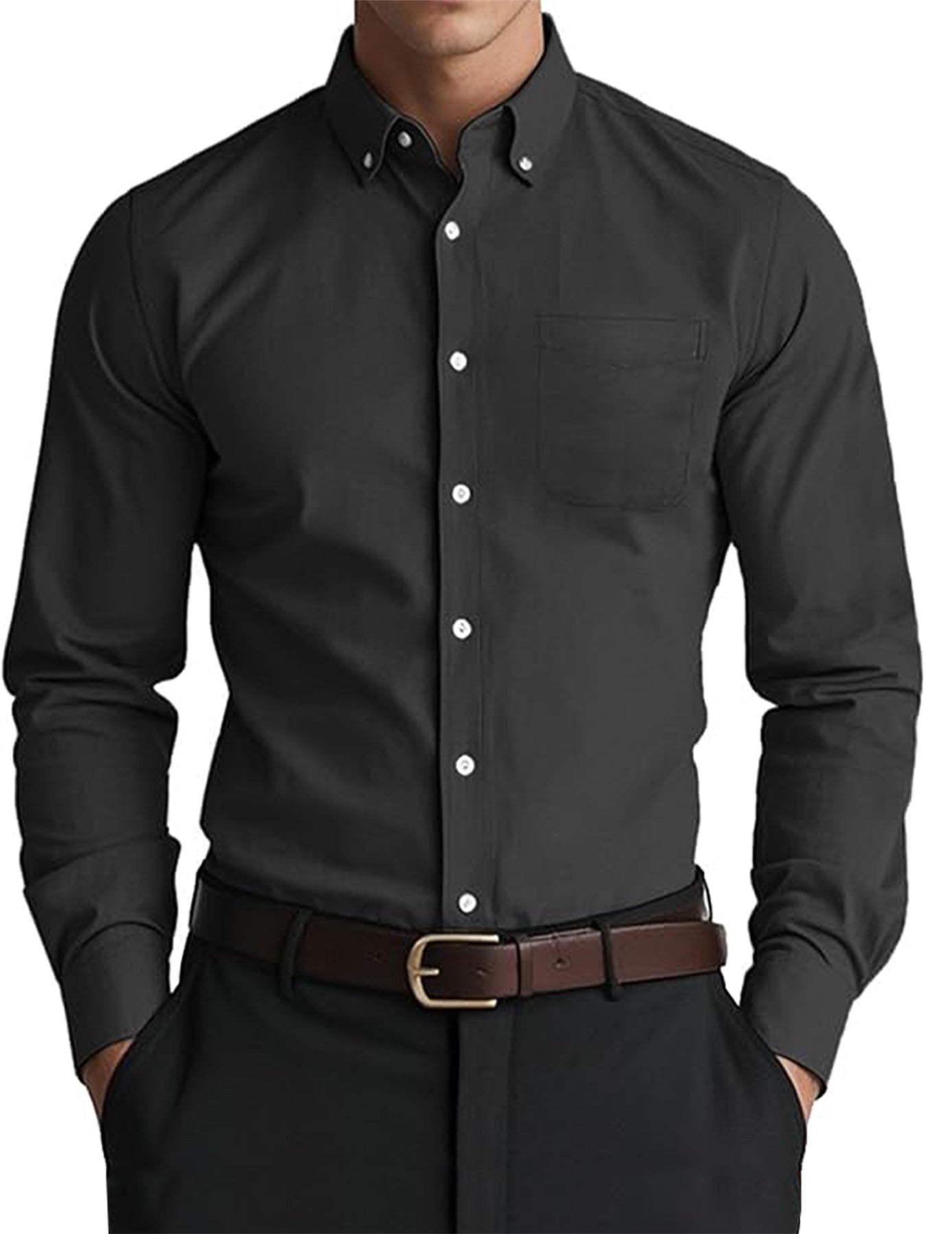 Men's Oxford Pure Color Casual Loose Shirt