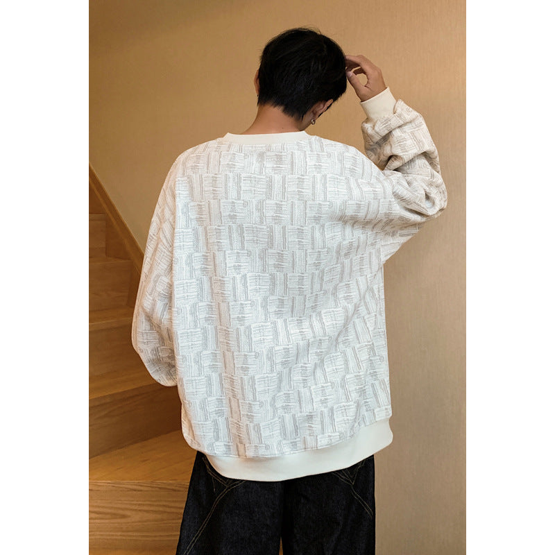 Mens Loose-fitting Crew-neck Hoodie