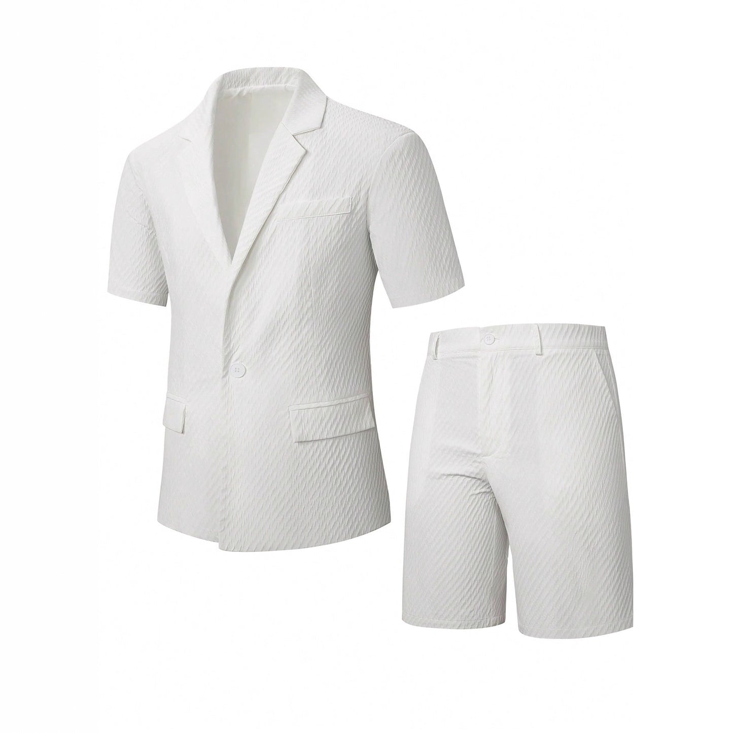 Mens Slim-fit Business-casual Short Two-piece Suit