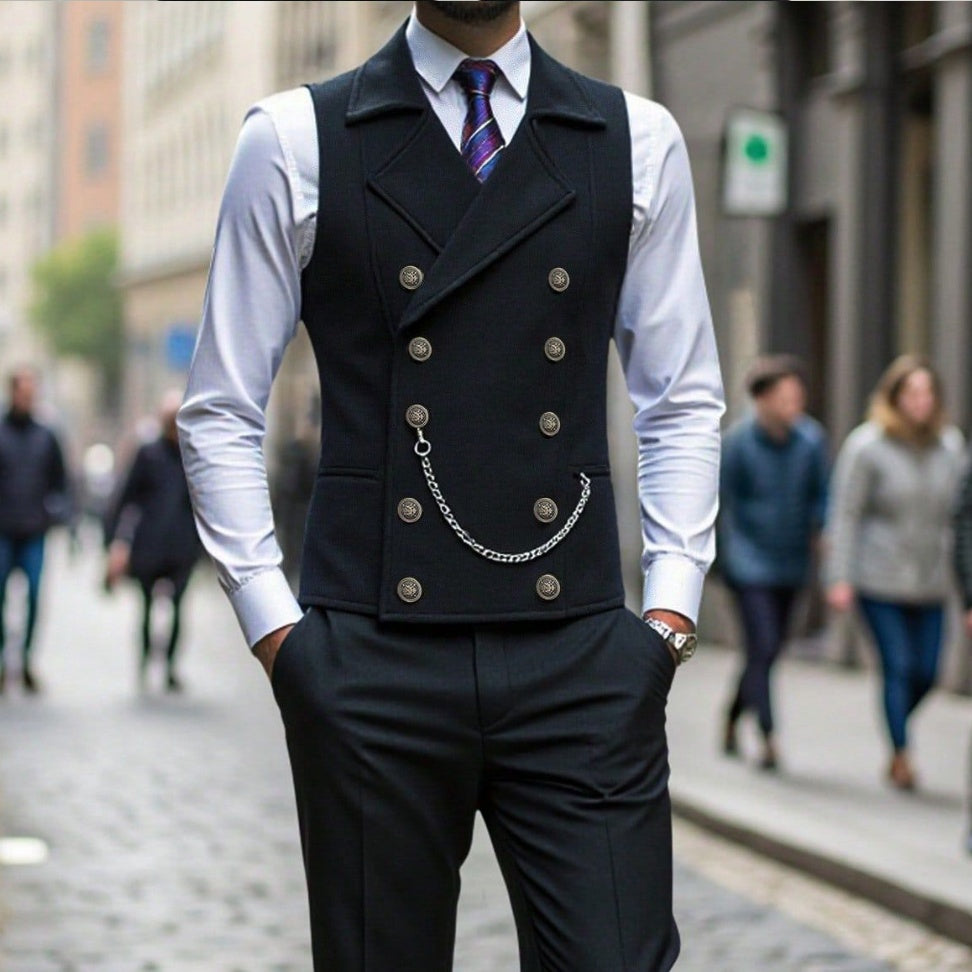 Men's Suit Double Breasted Chain Vest