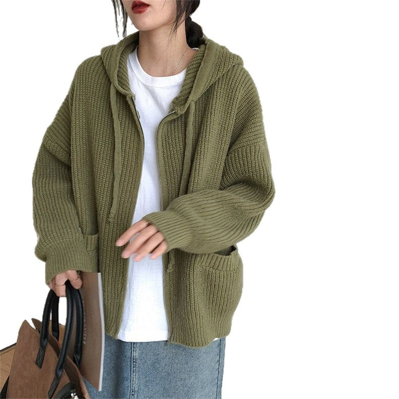 Loose Oversized Hooded Sweater Cardigan For Women
