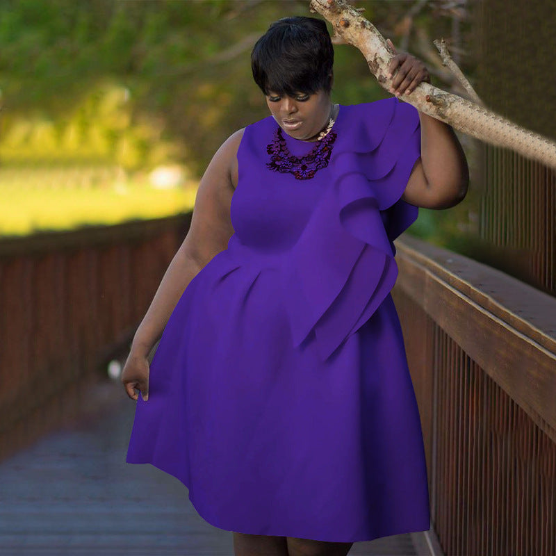 Round Neck A-line Large Hem Dress