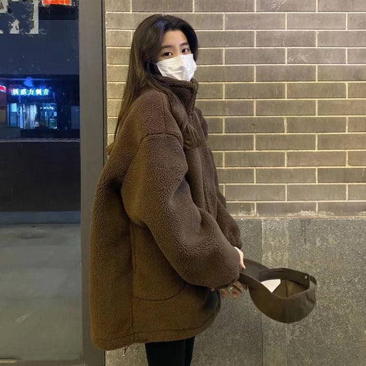 Thickened Particle Lamb Fleece Coat For Women