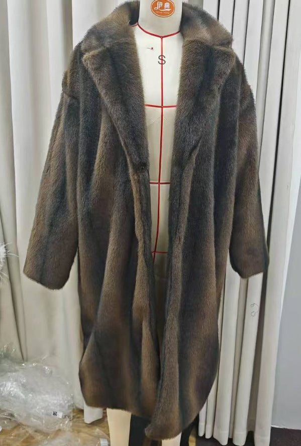 Winter Warm Brown Lapel Long Coat
