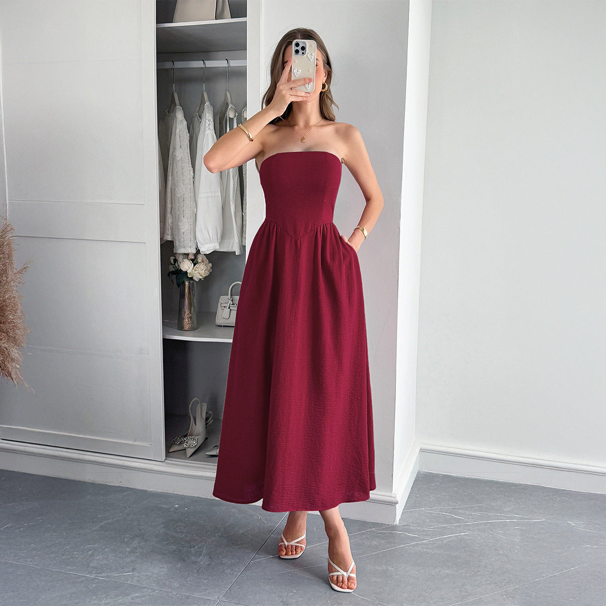 Women's High Waist Tube Top Dress