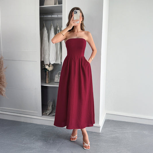 Women's High Waist Tube Top Dress