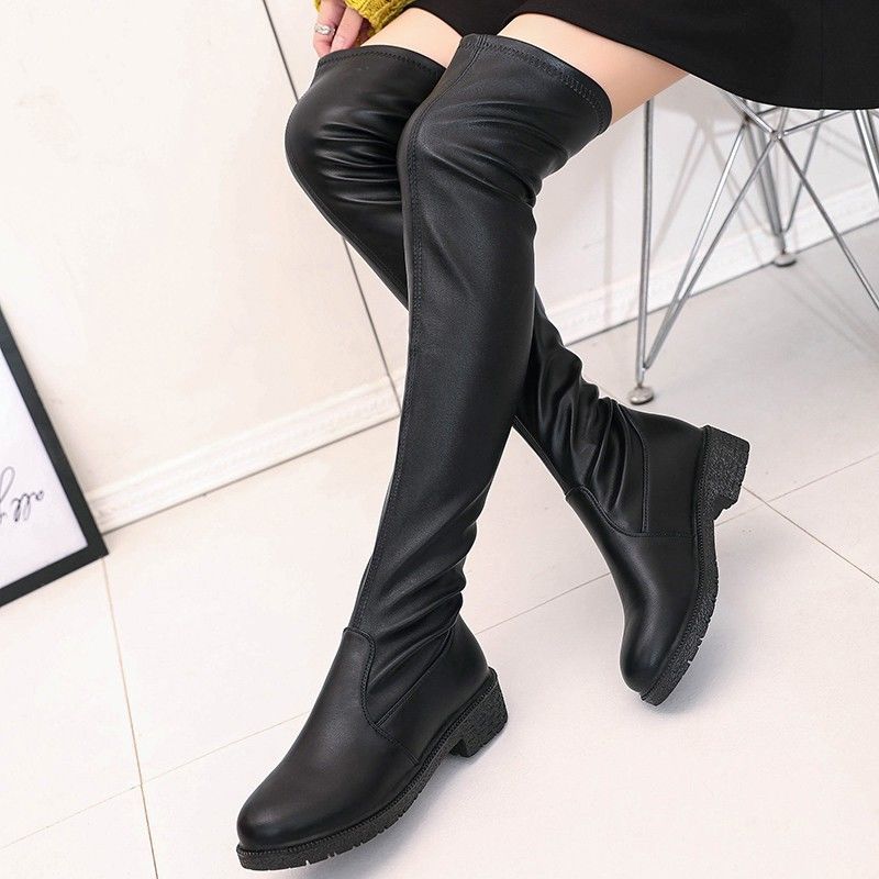 Women's Over The Knee Stretch Low Heel Chunky Heel Boots