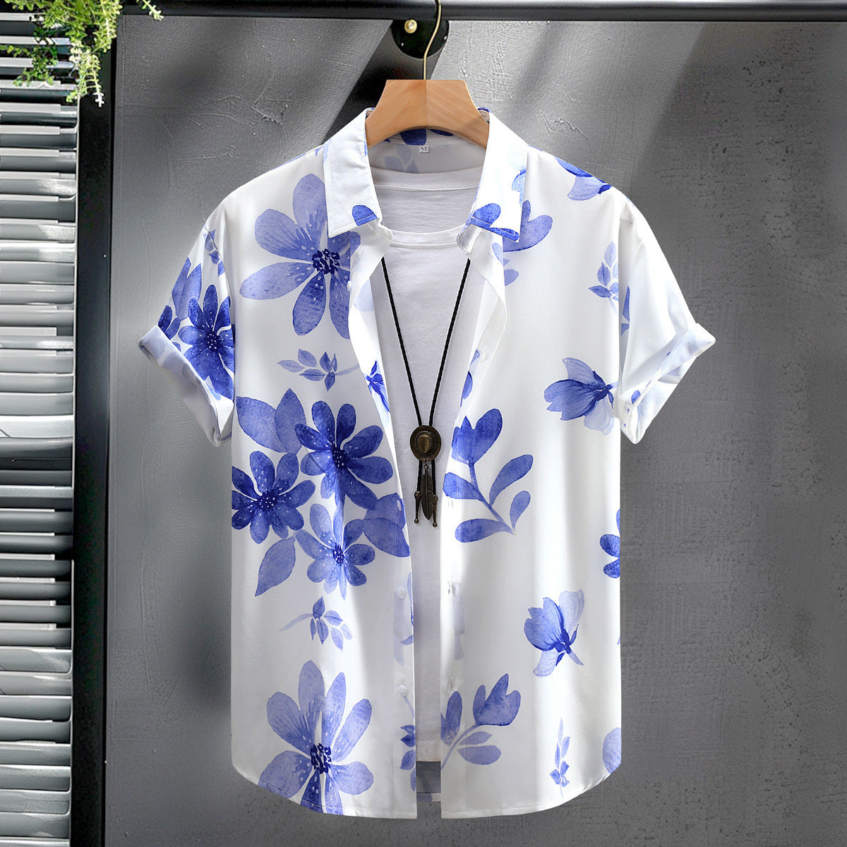 Mens Digital-Print Short-Sleeve Shirt