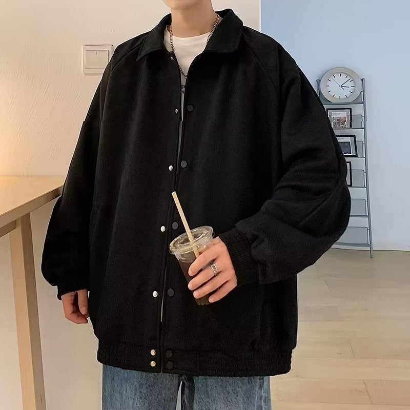 Mens Loose-Fit Embroidered Jacket Coat