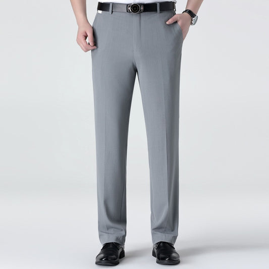 Mulberry Silk Men's Middle-aged Loose Straight Non-ironing Suit Pants