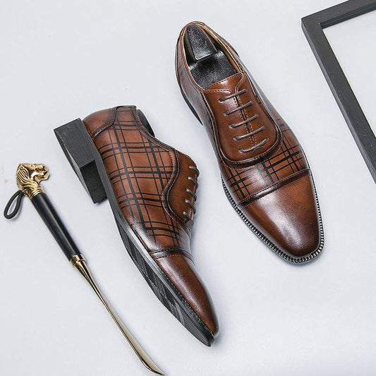 Square Toe Men's Breathable Business British Style Niche Leather Shoes