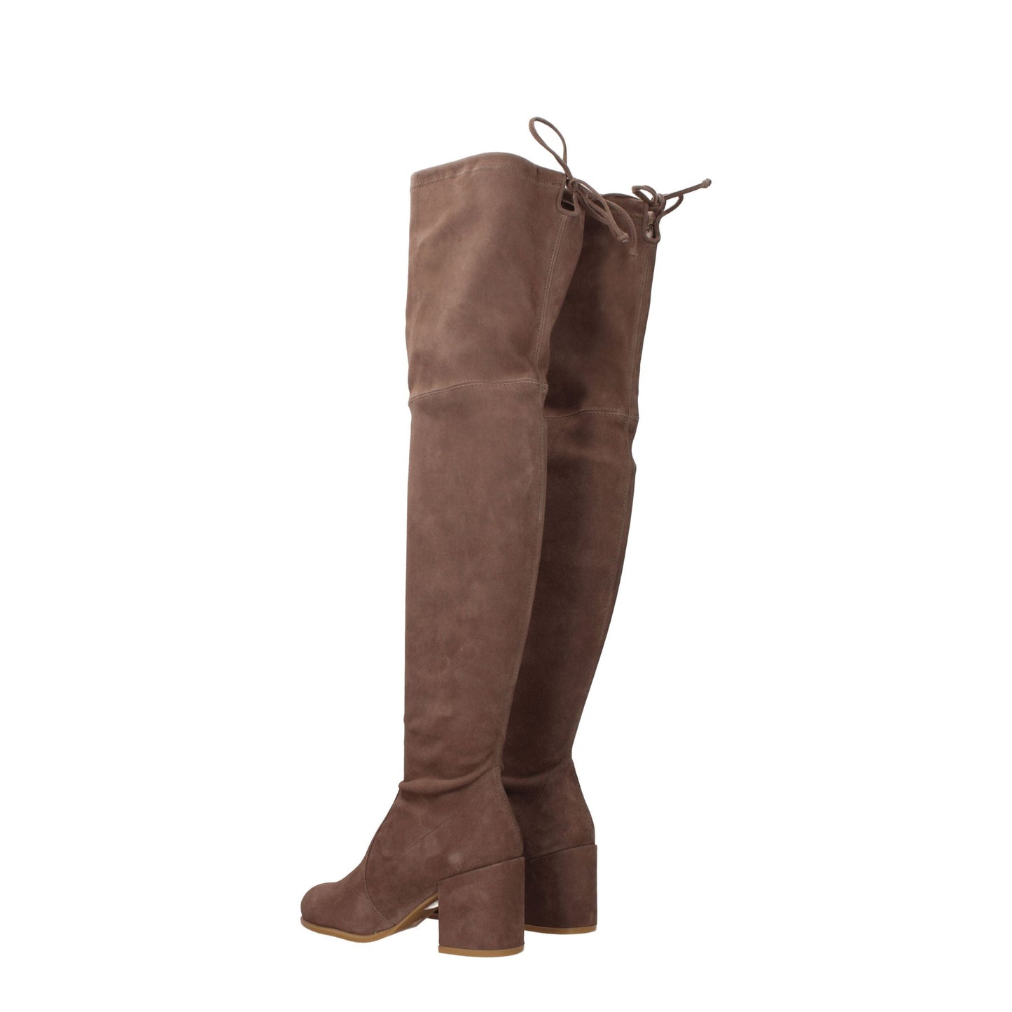 Botas de cuero beige por encima de la rodilla