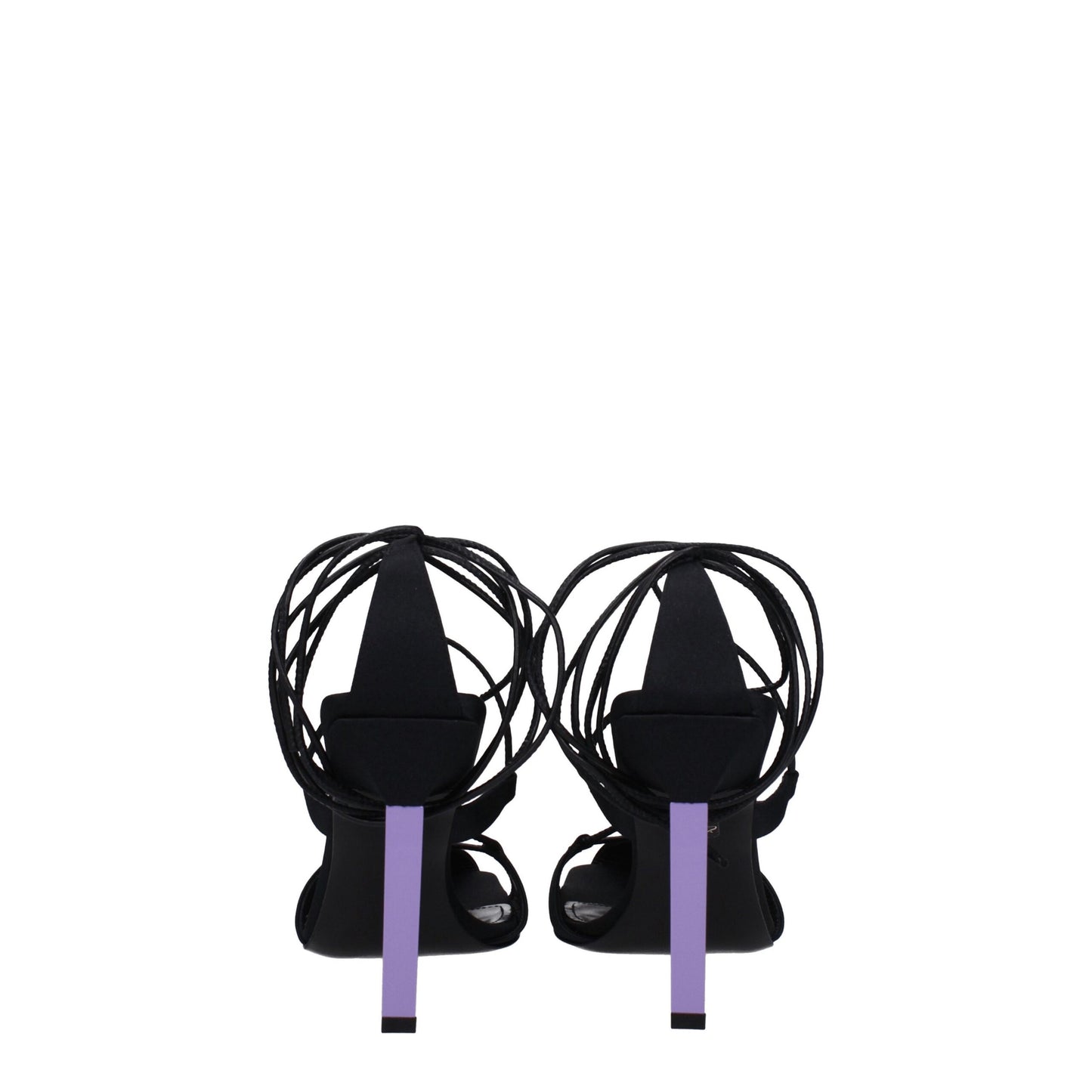 Black Fabric Stiletto Heels Sandals