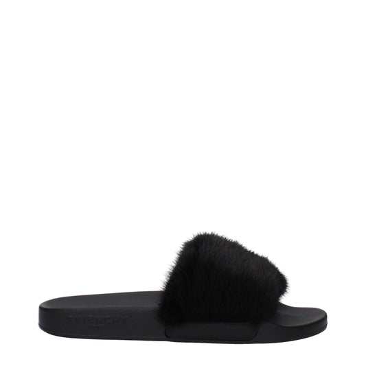 Black Cotton Slippers Sandals