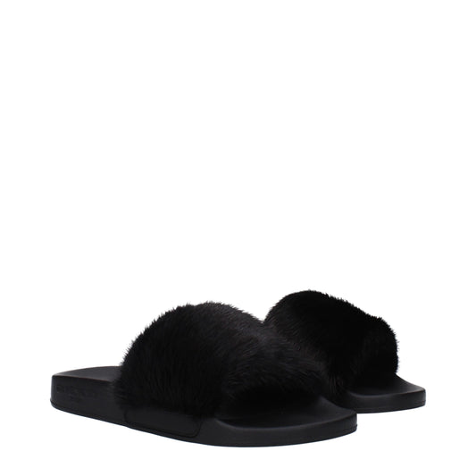 Black Cotton Slippers Sandals