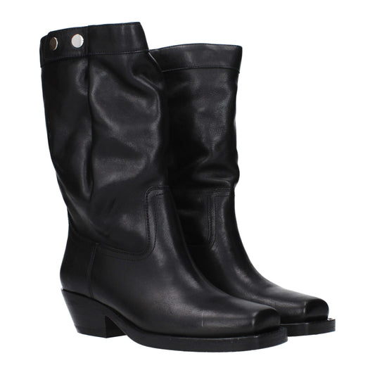 Black Leather Ankle Boots