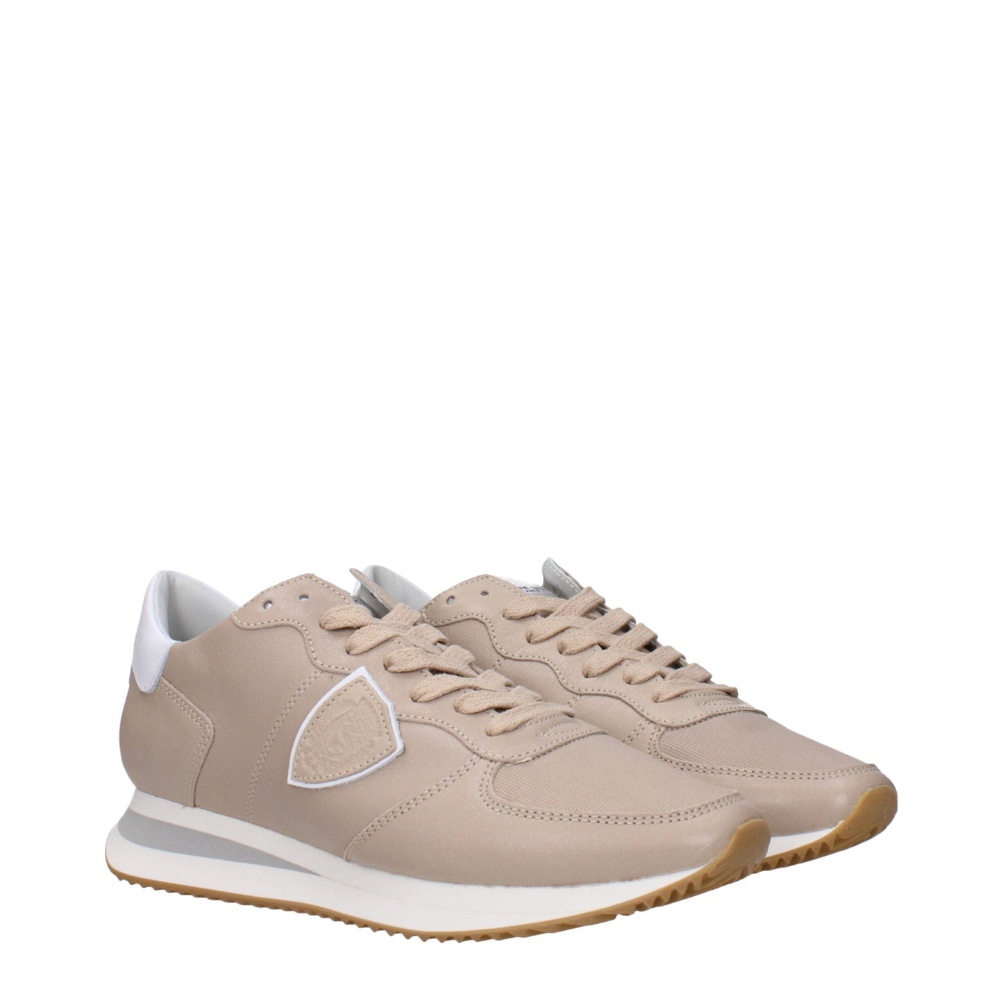 Zapatillas bajas de cuero beige