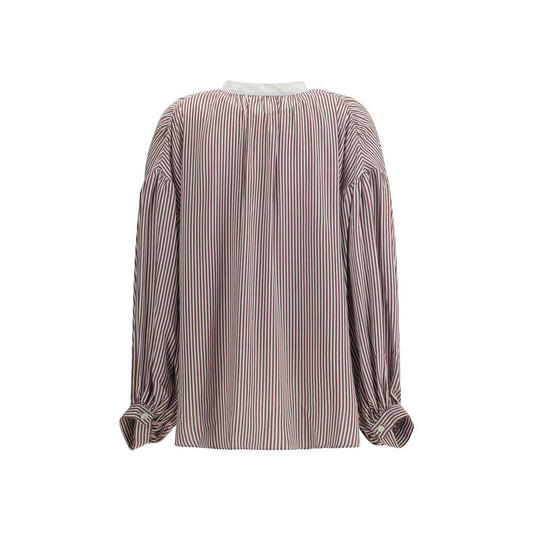 قميص مخطط بأكمام واسعة