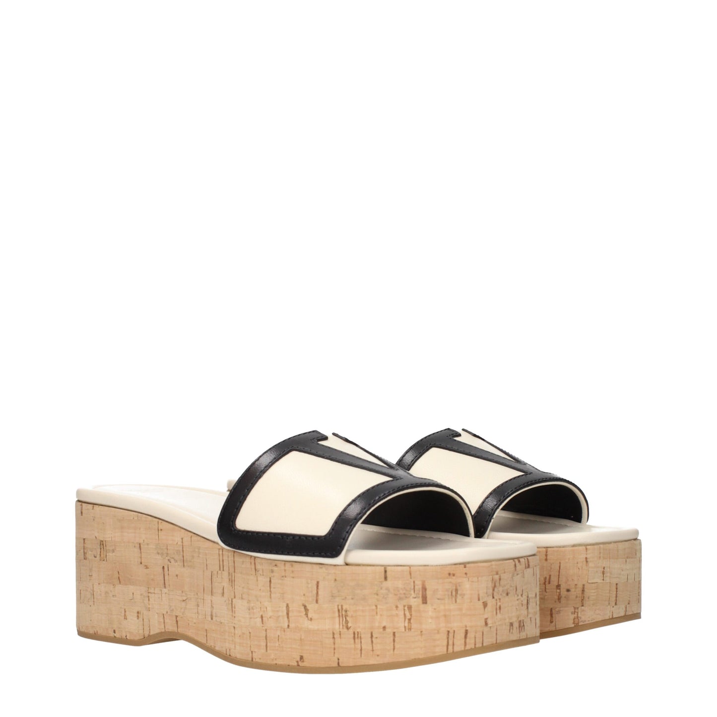 Beige Leather Wedges Sandals