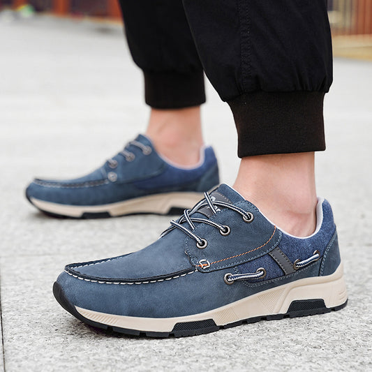 Leather Breathable Sneaker Men's Plus Size Casual Commuter Shoes