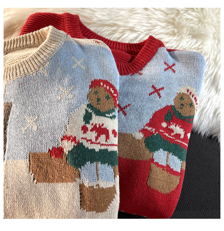 Vintage Loose Round Neck Christmas Sweater