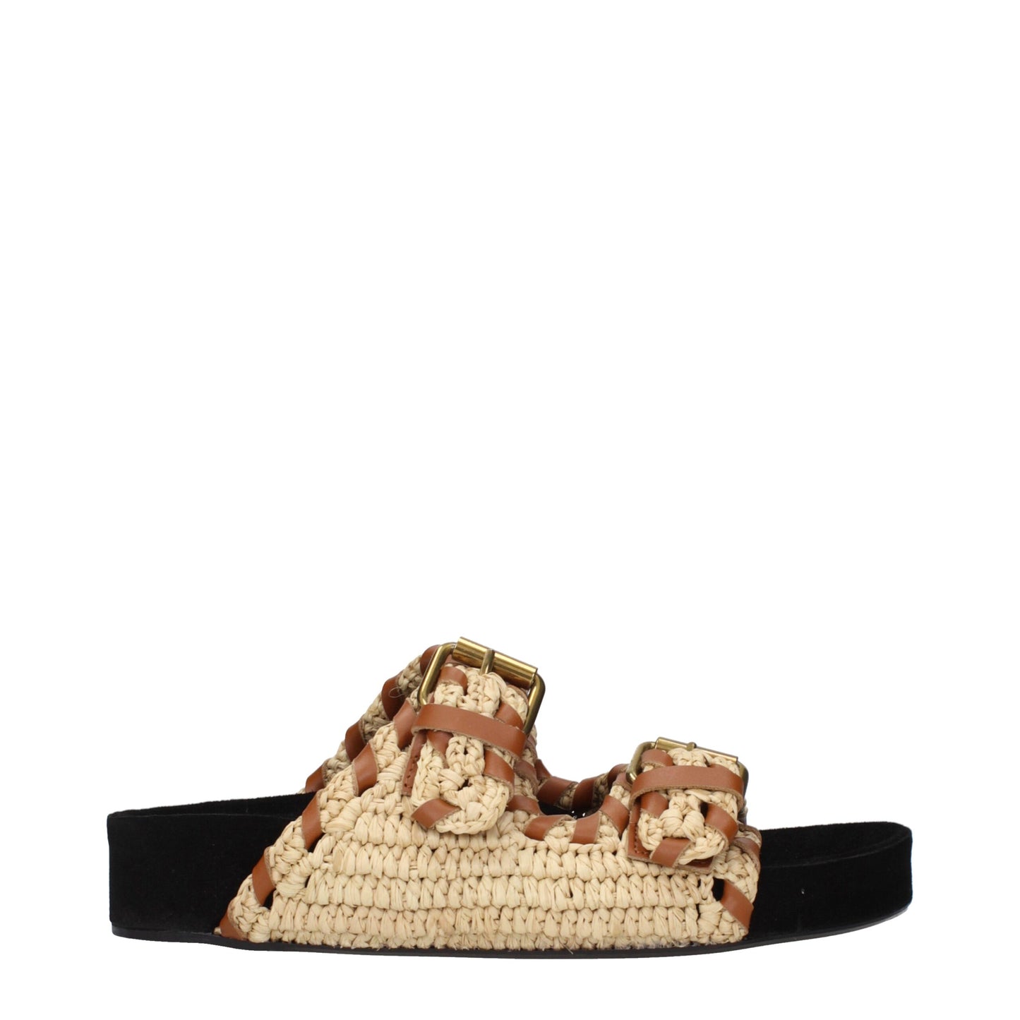 Beige Raffia Slippers Sandals