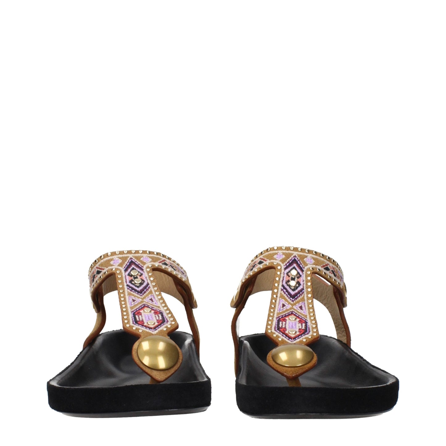 Sandalias tipo chanclas de piel beige