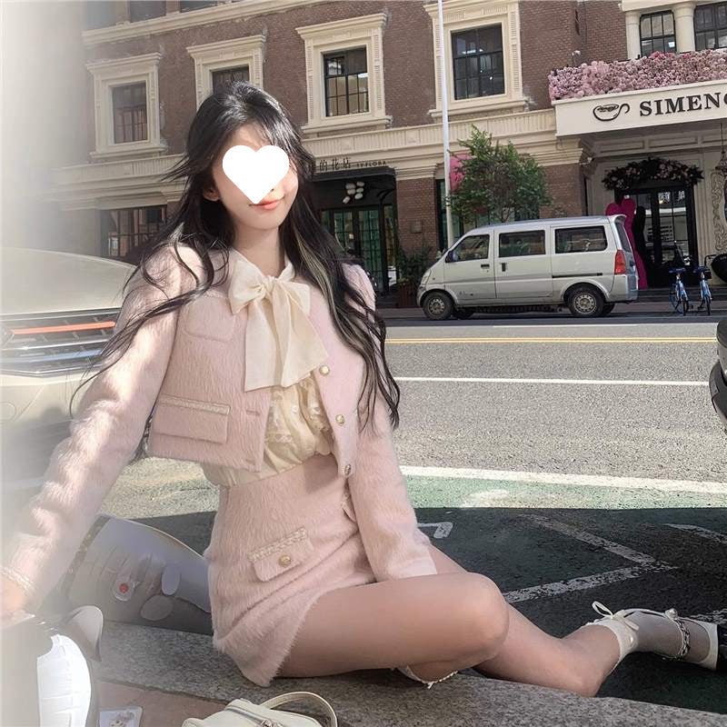 Short Coat Shirt High Waist Short Skirt Elegant Socialite Two-piece Suit