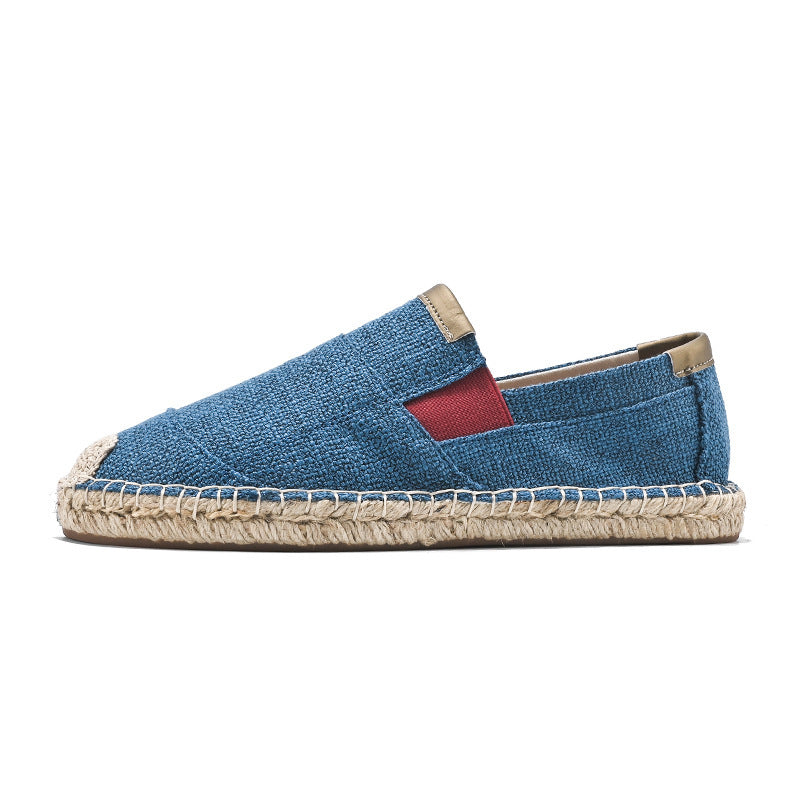 Men's Straw Fisherman Summer Canvas Casual Old Linen Tide Cloth Shoes