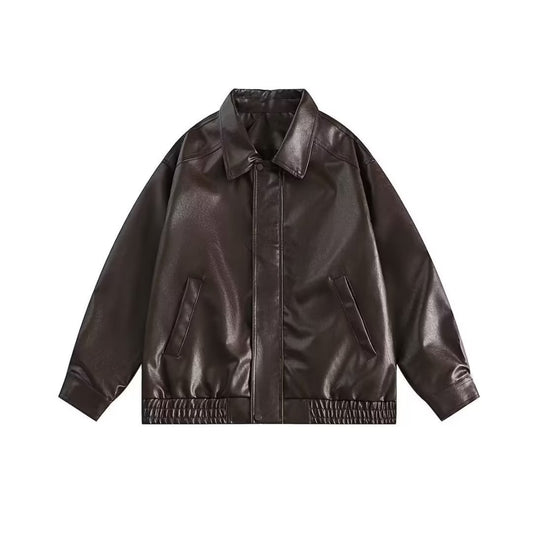 Retro Spring And Autumn New Leather Coat Coat Men's American Casual Loose Motorcycle Clothing