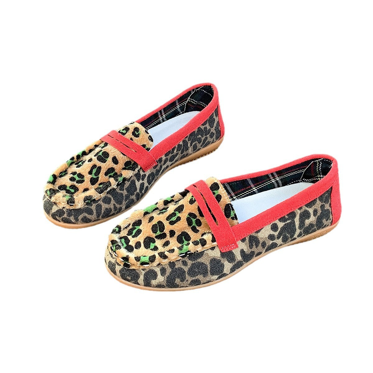 Leopard Print Lazy Round Toe Casual Shoes